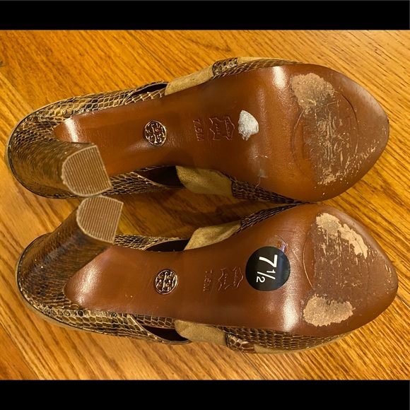 EUC Tory Burch Platform Heels, Brown - Picture 5 of 5